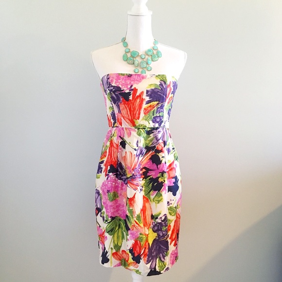 J. Crew Dresses & Skirts - J. Crew Silk Floral Strapless Dress with Shelf Bra